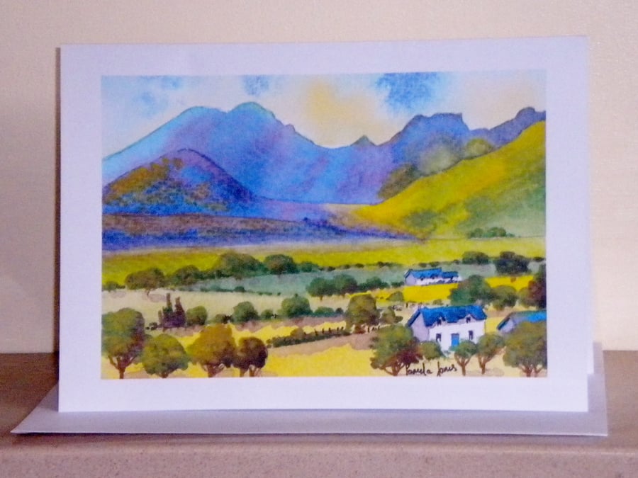 Moody Mountain, Isle Of Sky, Highlands Art Greetings Card, A5, Blank inside