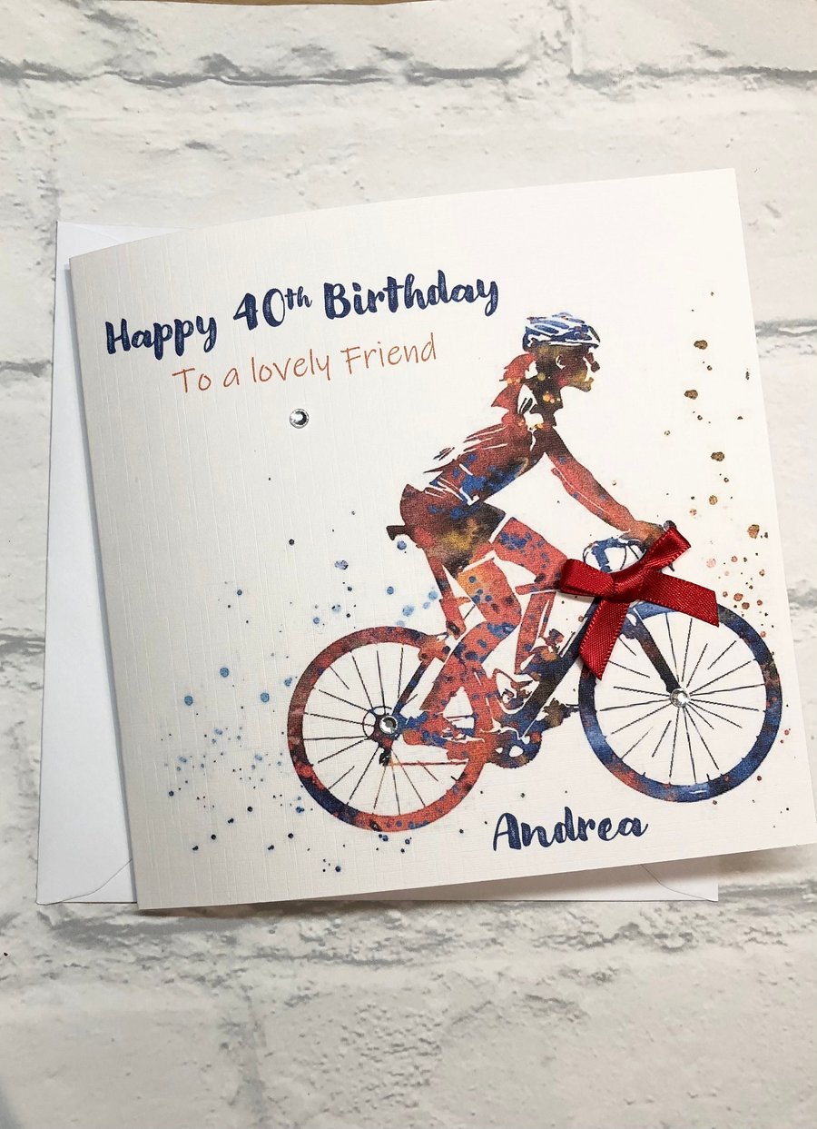 Cycling Birthday Card For Her Bike Happy Birthday Mum Sister Best Friend 30th 40