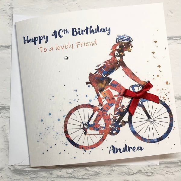 Cycling Birthday Card For Her Bike Happy Birthday Mum Sister Best Friend 30th 40