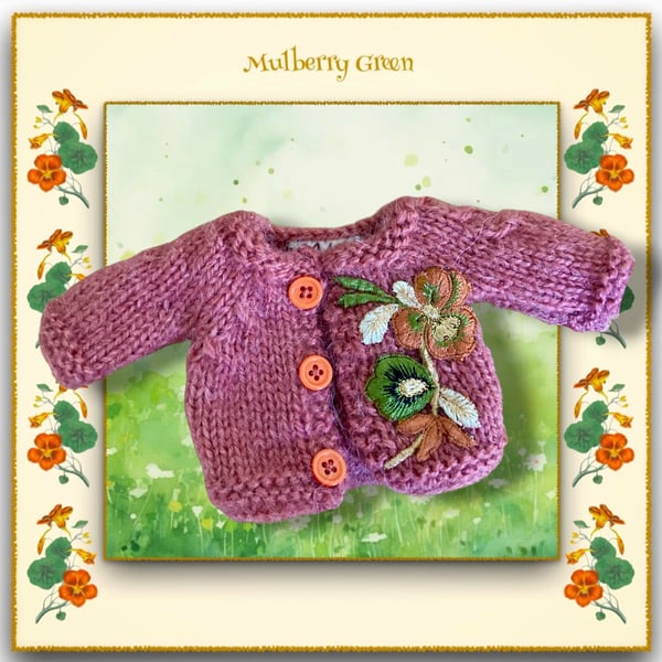 Orange Blush Cardigan Decorated with Embroidered Flowers