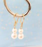 Simple Double Pearl Drop Earrings Gold Vermeil Wedding Event Earrings - Image 4