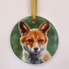 Fox ceramic tree ornament - Fox hanging decoration 