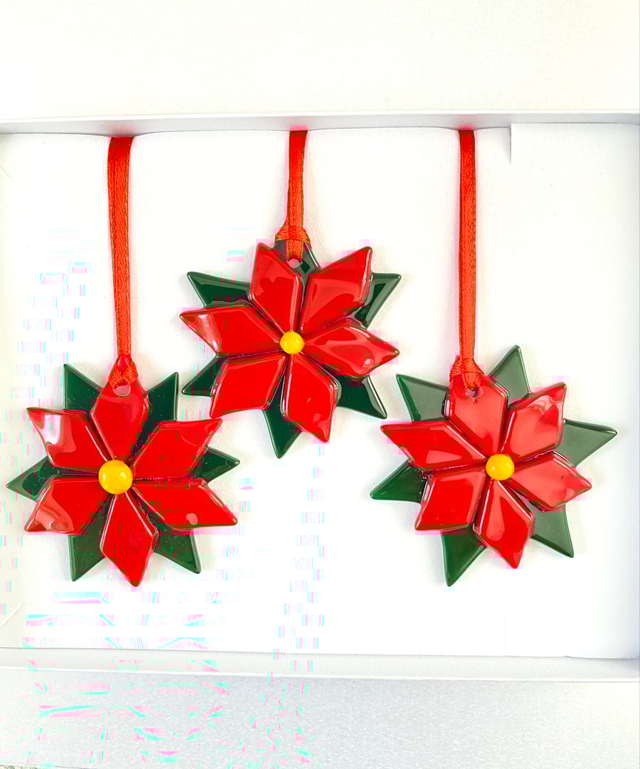 glass poinsettia - glass Christmas decoration gift