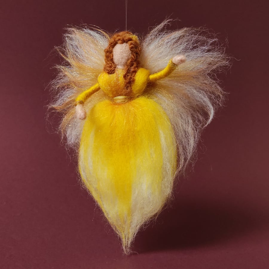 "Jonquil" - Daffodil Fairy - original, needlefelt hanging ornament.