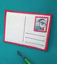 Santa Holiday Textile Postcard Decoration - blank for your written message - Image 3