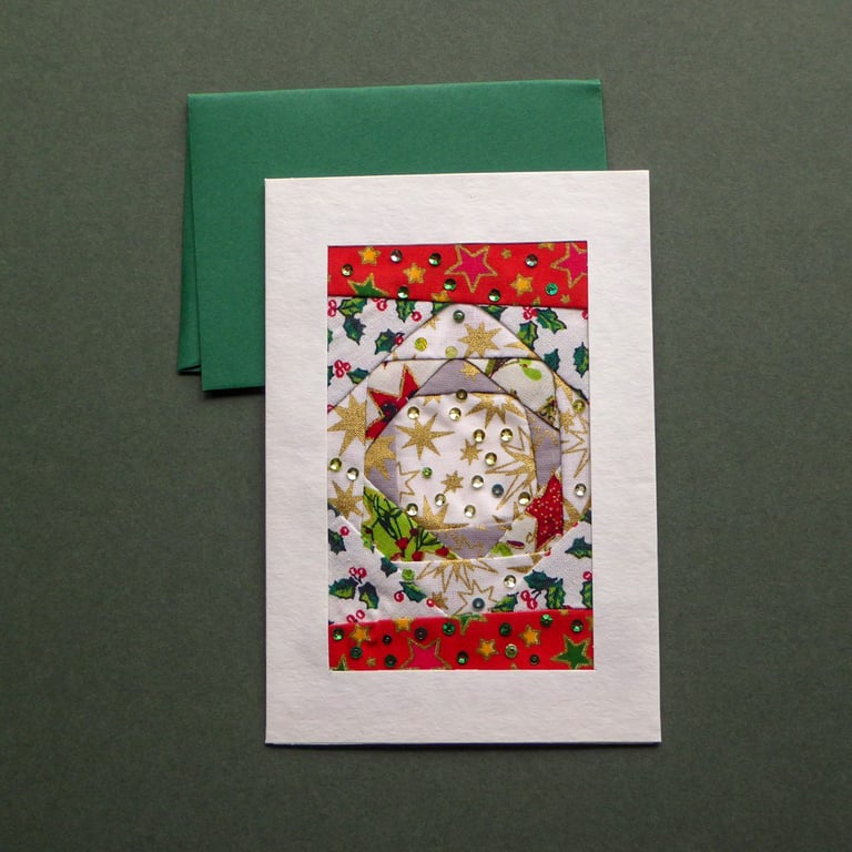 Individually Hand Crafted Textile Christmas Blank Card