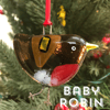 Fused glass BABY robin