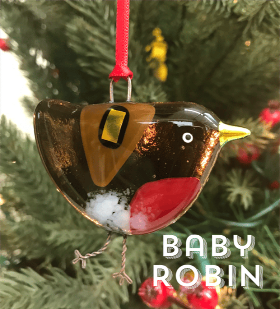 BABY Fused Glass Robin