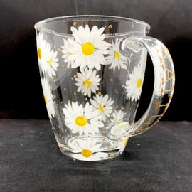 Hand Painted Coffee Mug Personalised with Name and Daisy Design
