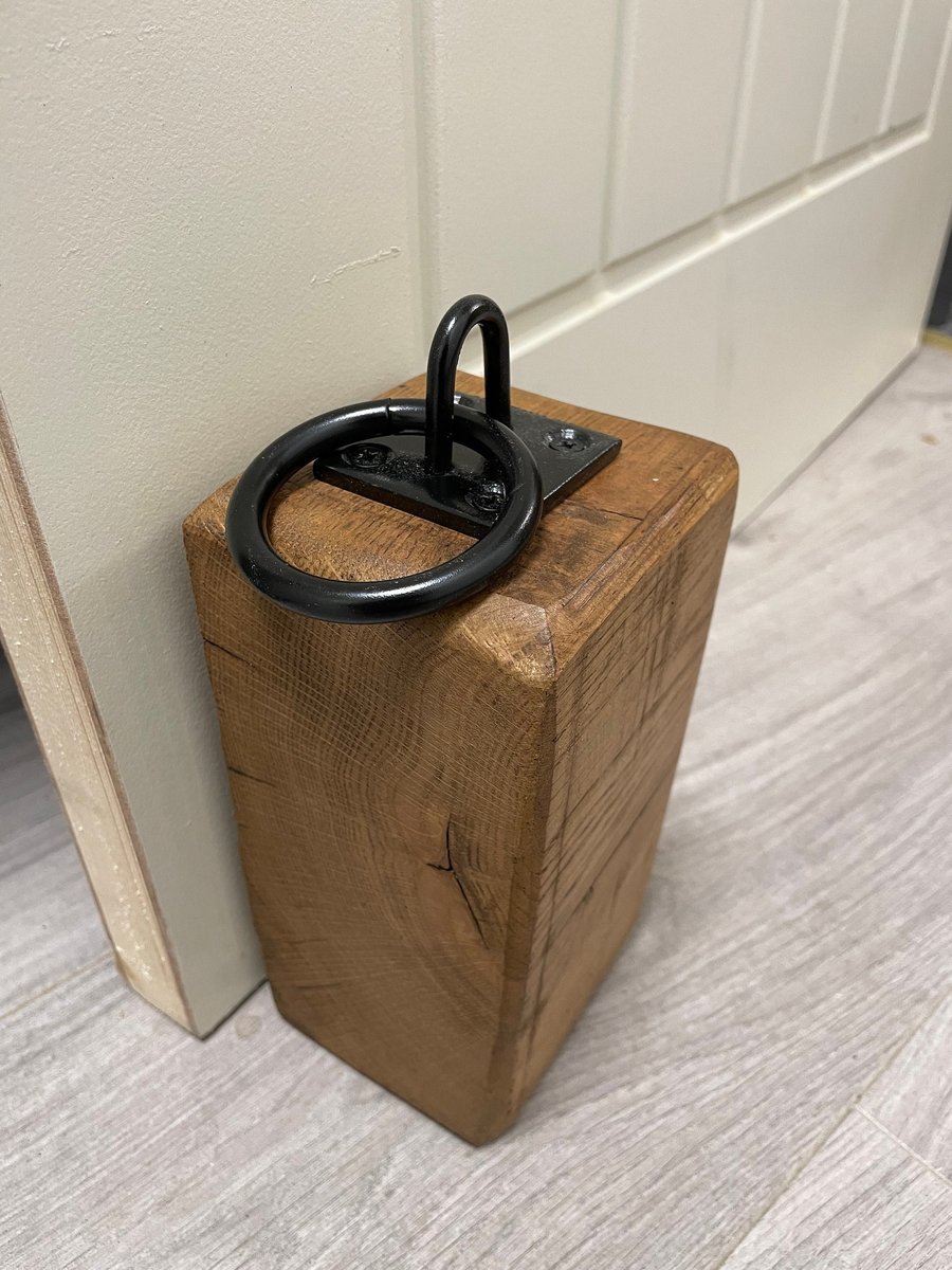 Solid Wood Oak Door Stop Block Stopper 20cm Tall Door Block Rustic Oak UK Made D