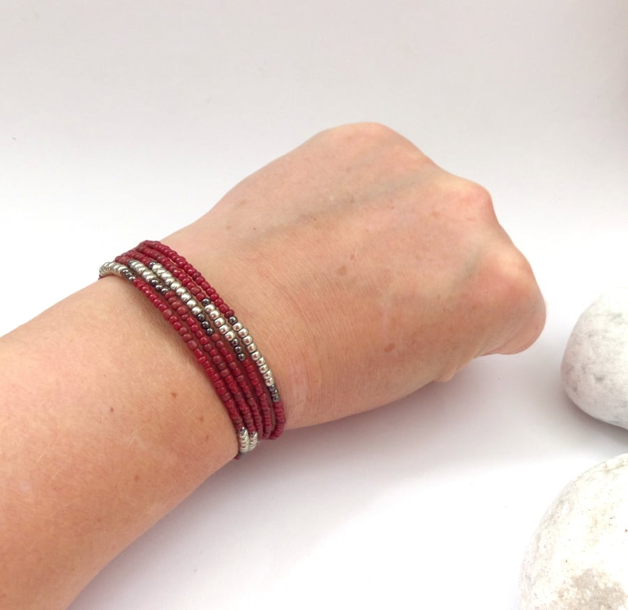 Slim Beaded Memory Bangles, Jeans day