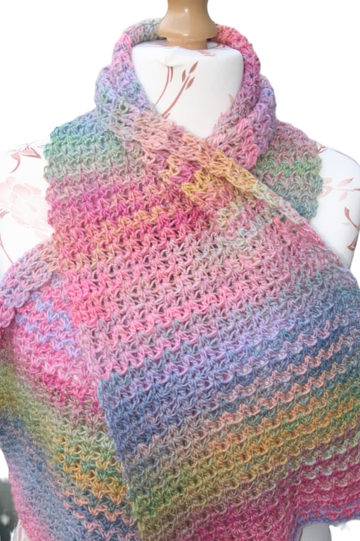 Pretty Variegated Crochet Scarf 