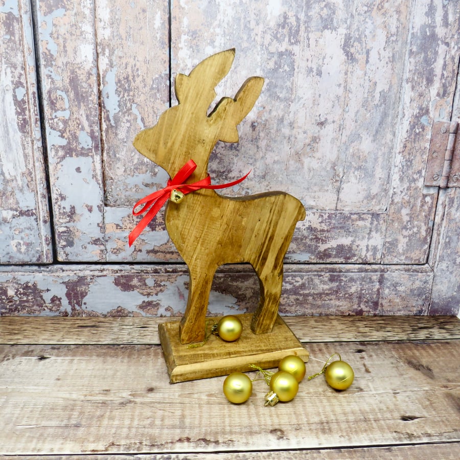Rustic wooden reindeer
