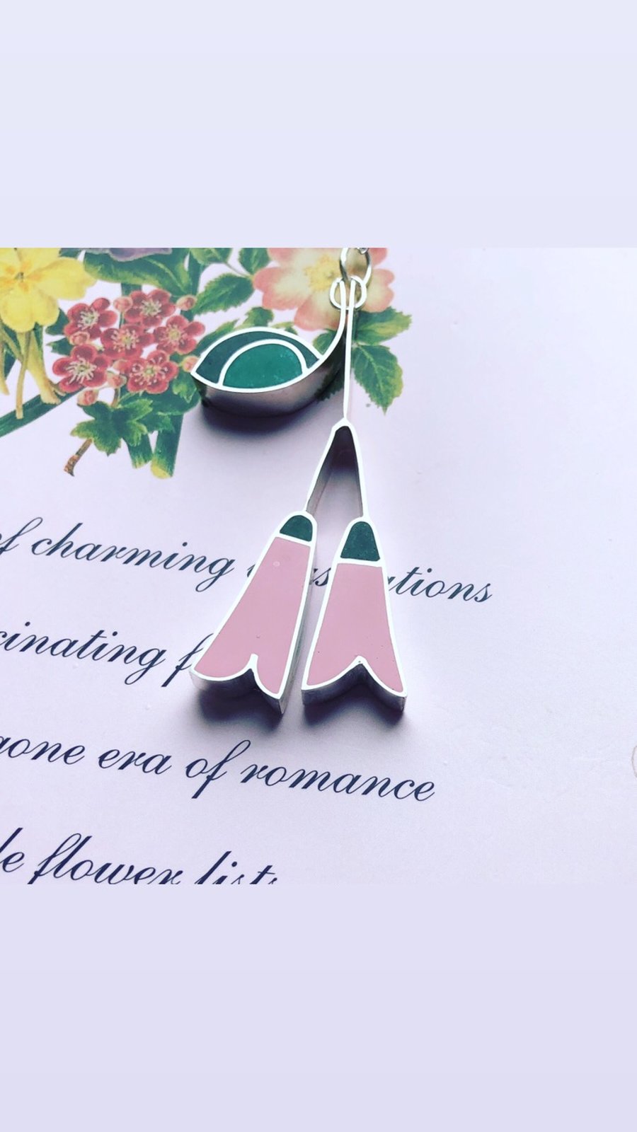 Twin Flower pendant in resin and silver.