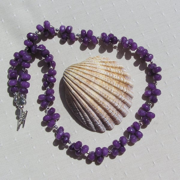 Purple Jade Crystal Gemstone Statement Chakra Necklace "Harmony Cascade"