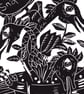 Potted Snap Dragons. - Lino Print - Made in Yorkshire - Image 2