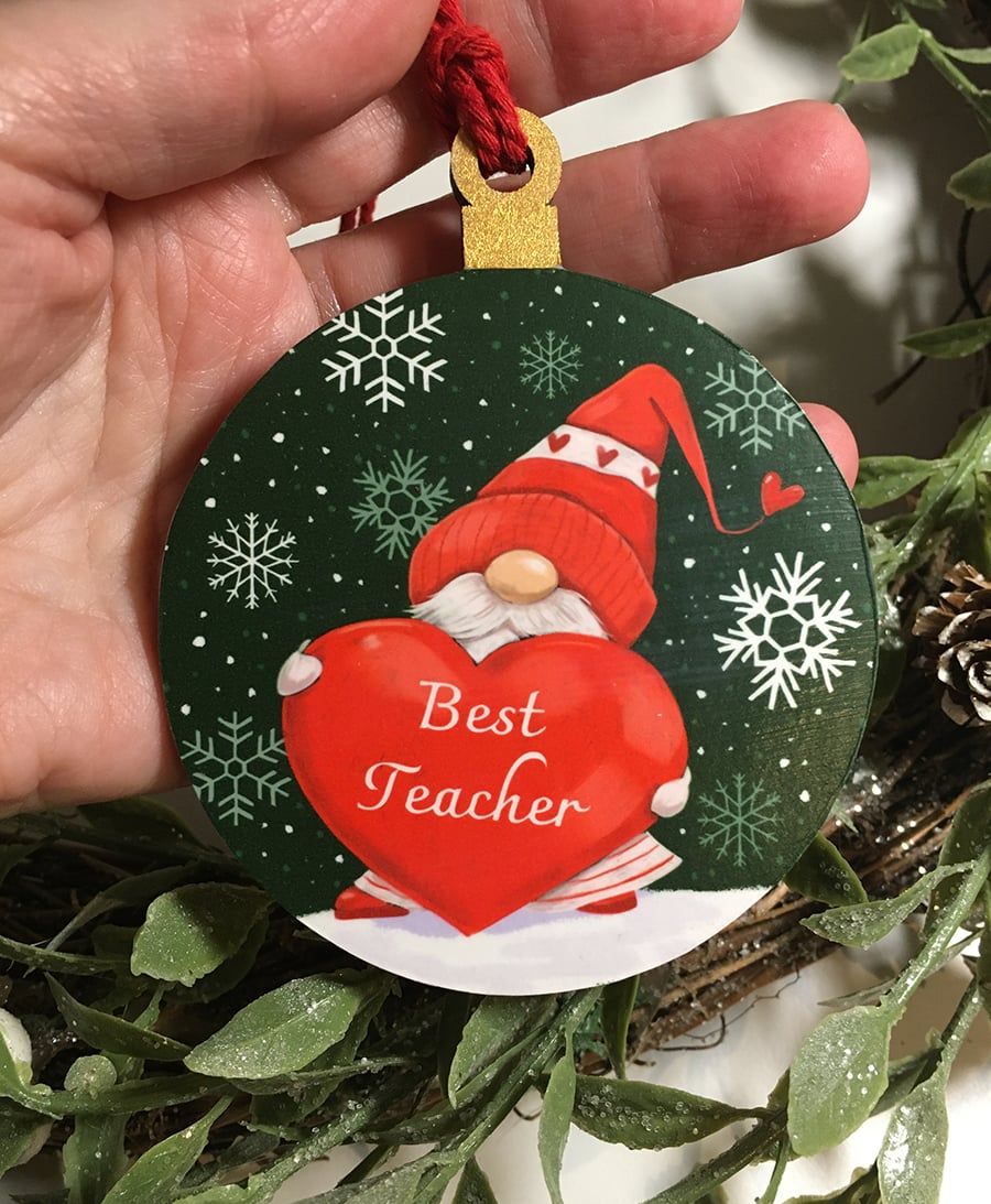 Best Teacher - Gonk Gnome Christmas Decoration - Teacher Gift