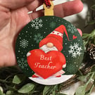 Best Teacher - Gonk Gnome Christmas Decoration - Teacher Gift