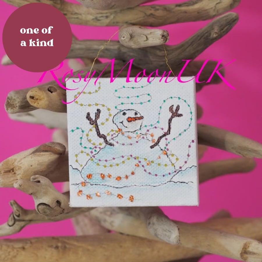 A Naughty Snowman with Fairy Lights, Christmas Decoration 