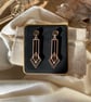 Wooden Art Deco Pendulum Earrings 