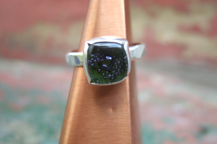 Sterling Silver and Hand Made Glass Cabachon Ring