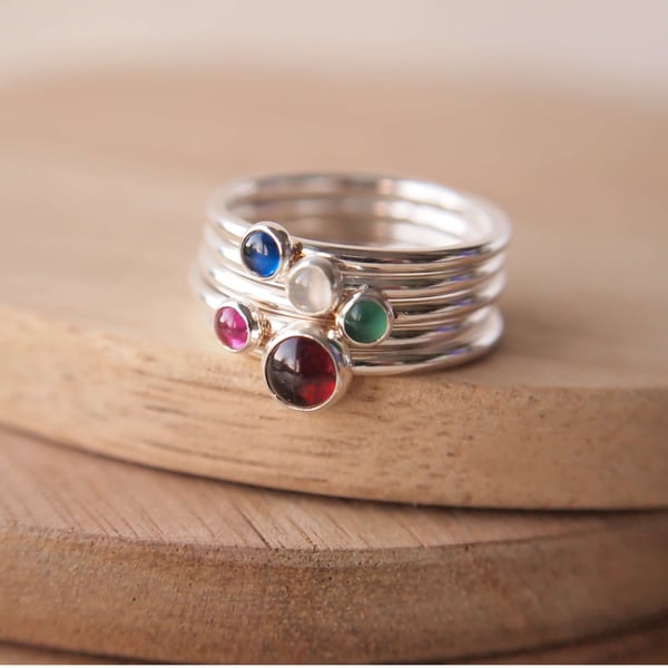 Create Your Own Birthstone Ring Set with Five Gemstones