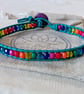 Multicoloured rainbow bead and teal leather bracelet, Pride bracelet  - Image 5