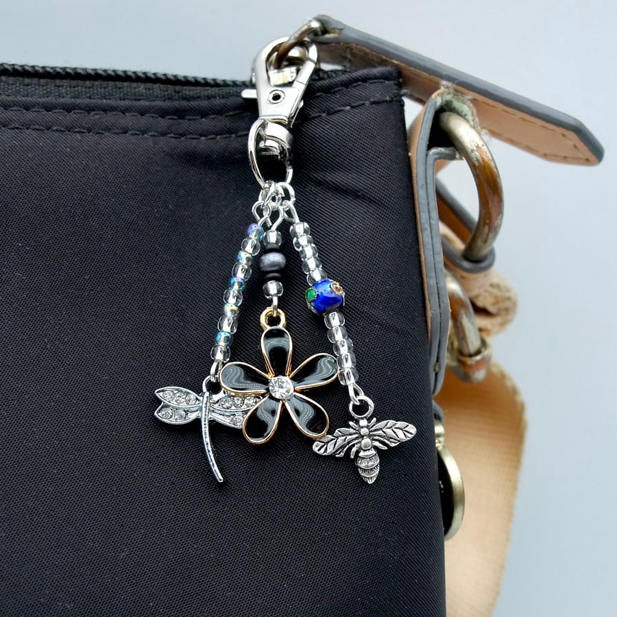 Bag Charm, Bee, Dragonfly & Flower, Birthday, Thank You Teacher, Gifts For Her