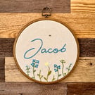 Personalised Baby Name Embroidery floral Hoop - Islamic Nursery Decor