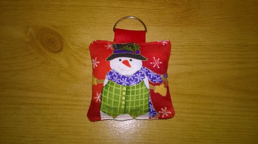 Snowman key ring, christmas key ring, robin, snowflakes, holly, very festive
