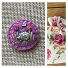 Felt hedgehog charm brooch badge