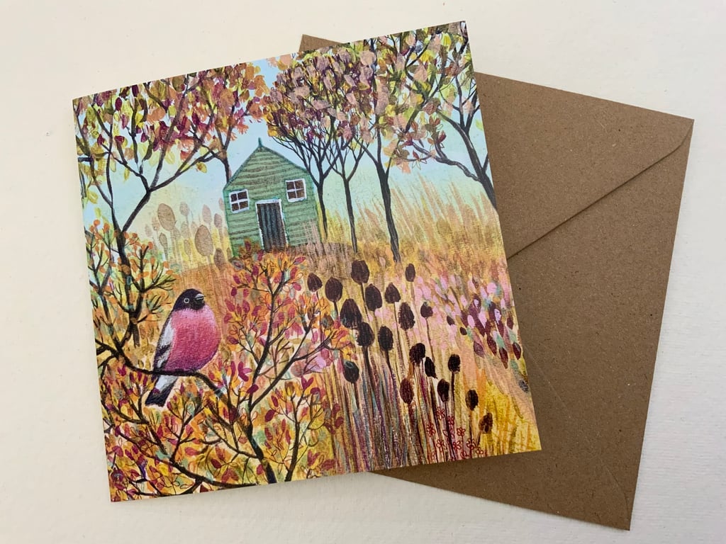 Bullfinch, Blank Greetings Card