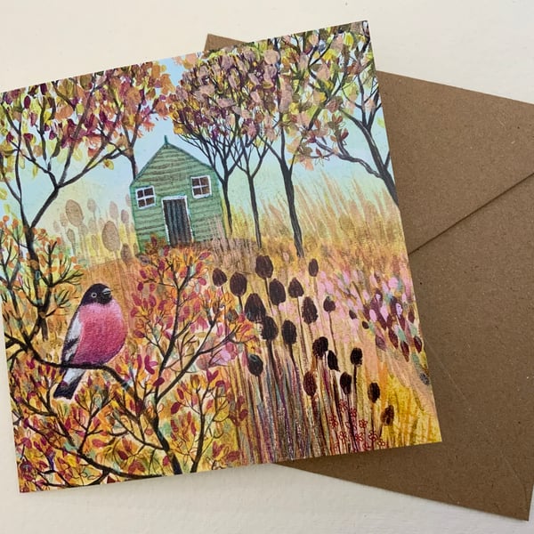 Bullfinch, Blank Greetings Card