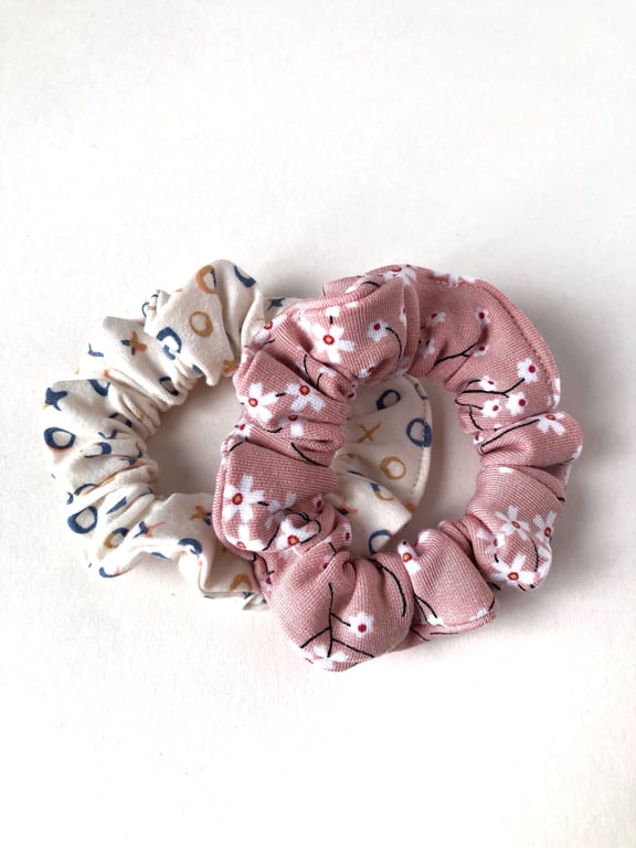 Handmade pink and cream soft scrunchies
