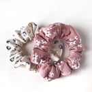 Handmade pink and cream soft scrunchies