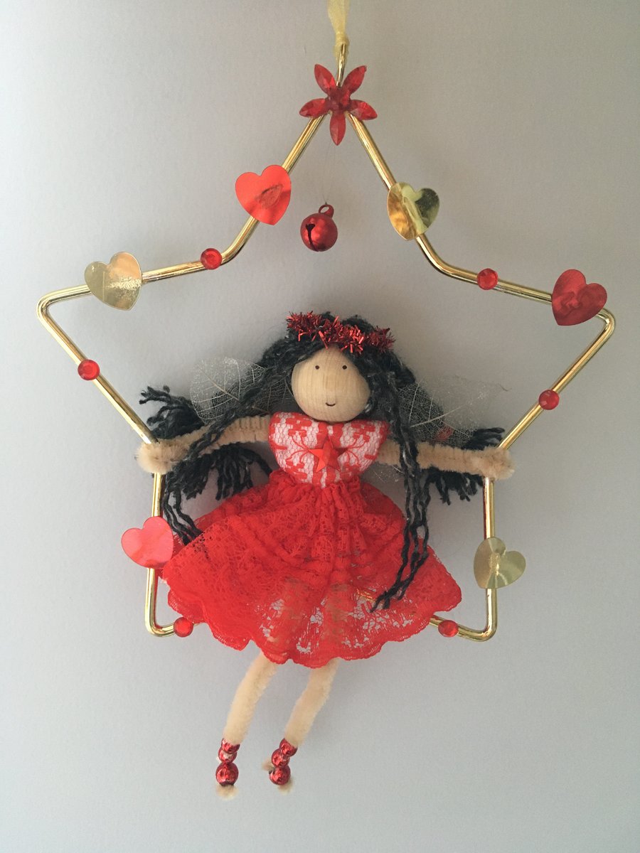 Fairy In Star Hanging Christmas Tree Decoration