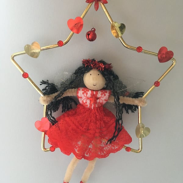 Fairy In Star Hanging Christmas Tree Decoration