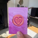 ACEO original - loveheart sweet retro candy true love - acrylic paint