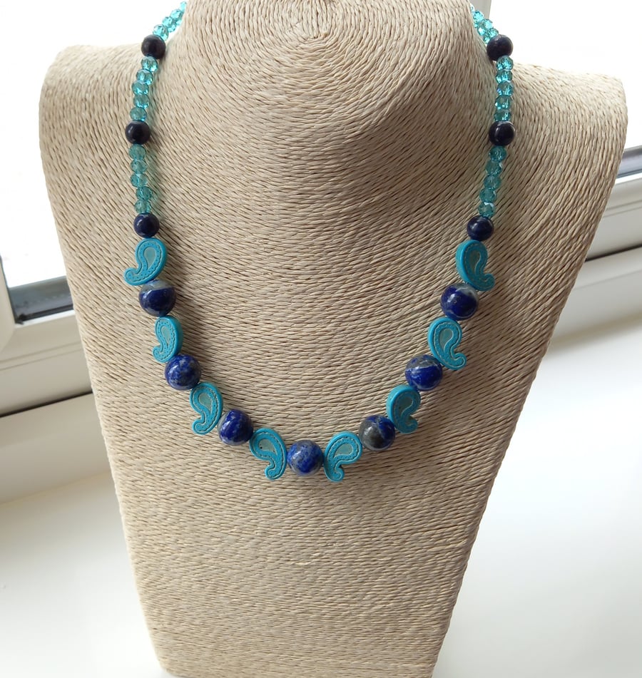 Lapis and Howlite Wave Necklace
