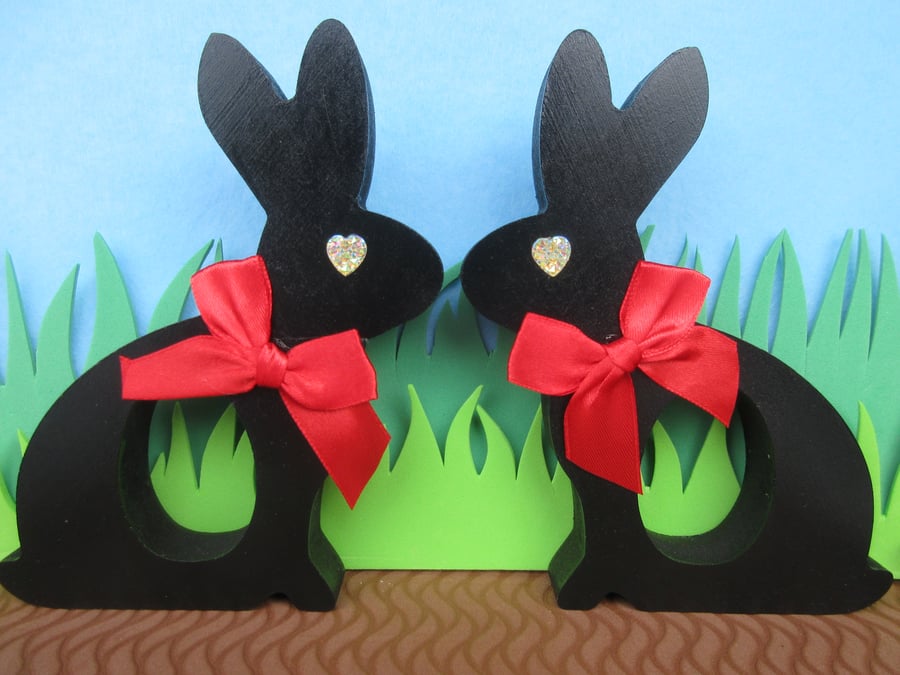 Napkin Holder x 2 Bunny Rabbit for Valentine's Day also Easter Bunnies