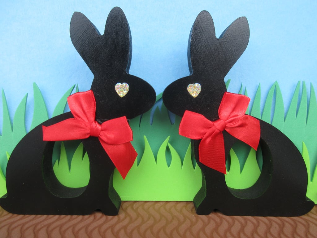 Napkin Holder x 2 Bunny Rabbit for Valentine's Day also Easter Bunnies