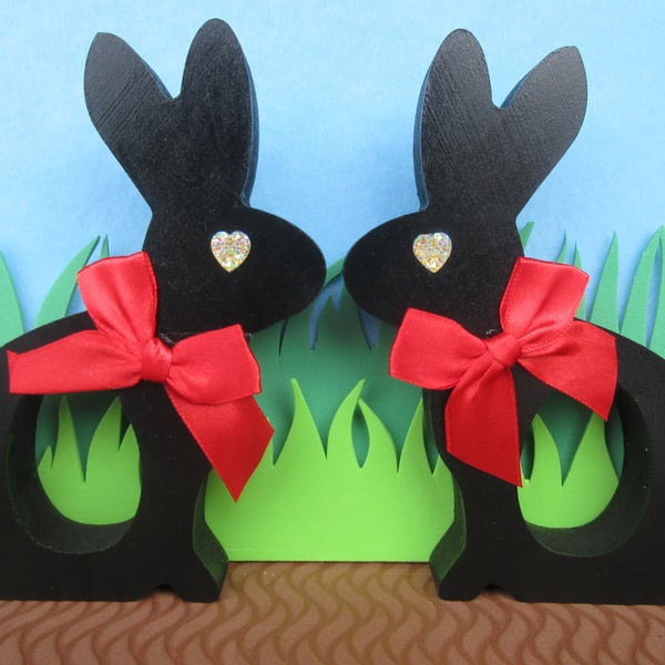 Napkin Holder x 2 Bunny Rabbit for Valentine's Day also Easter Bunnies