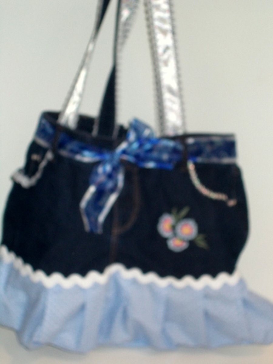 Recycled denim jeans bag