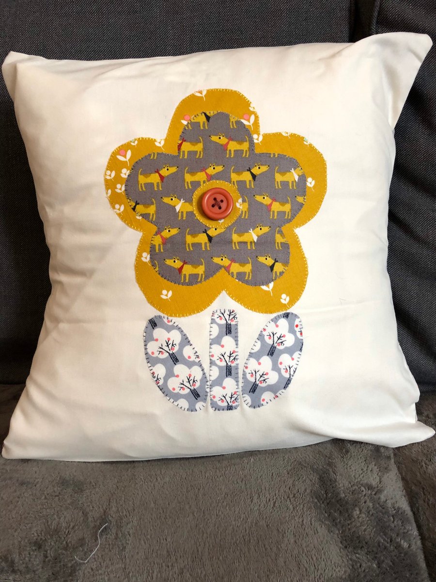 Applique Flower cushion cover, lovely present.