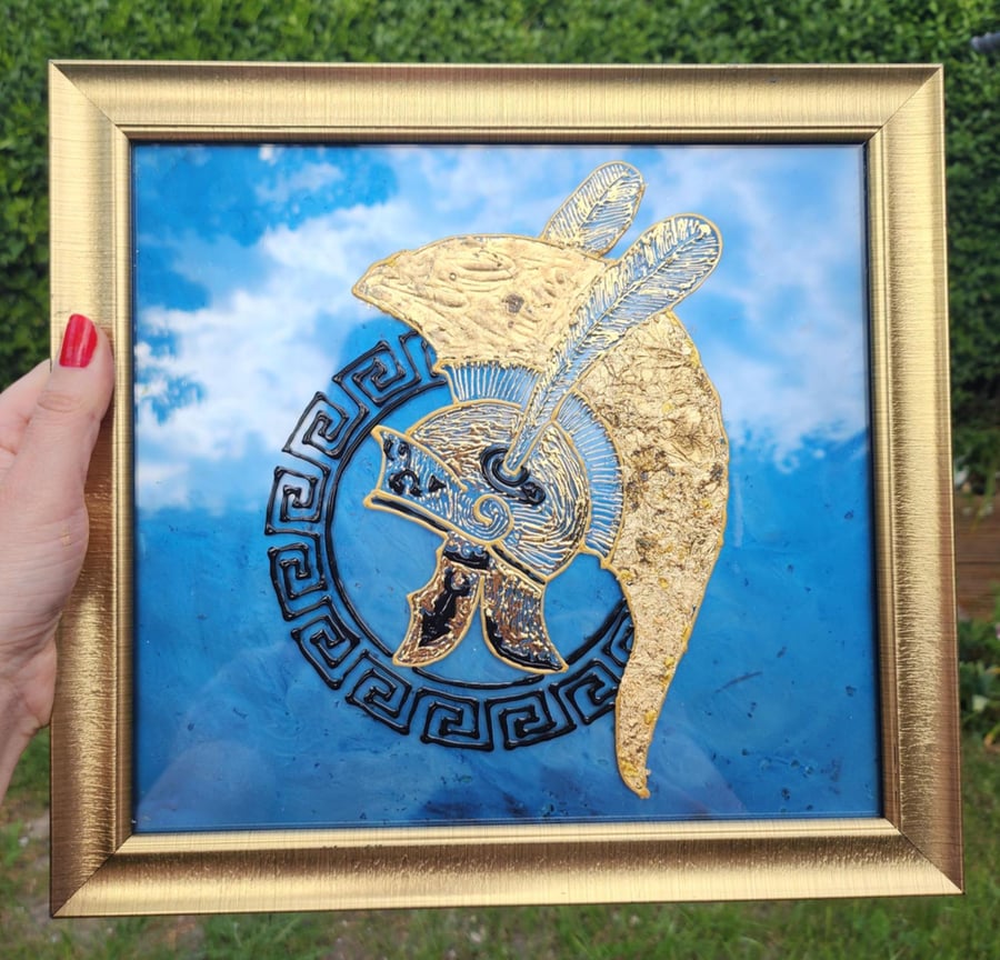 Gilded glass paint Athena Art Nouveau Print: Greek Goddess of Wisdom & War