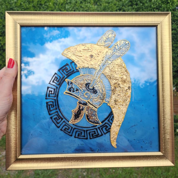 Gilded glass paint Athena Art Nouveau Print: Greek Goddess of Wisdom & War