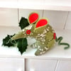 HOLLY - The CHRISTMAS Vintage fabric Mouse 
