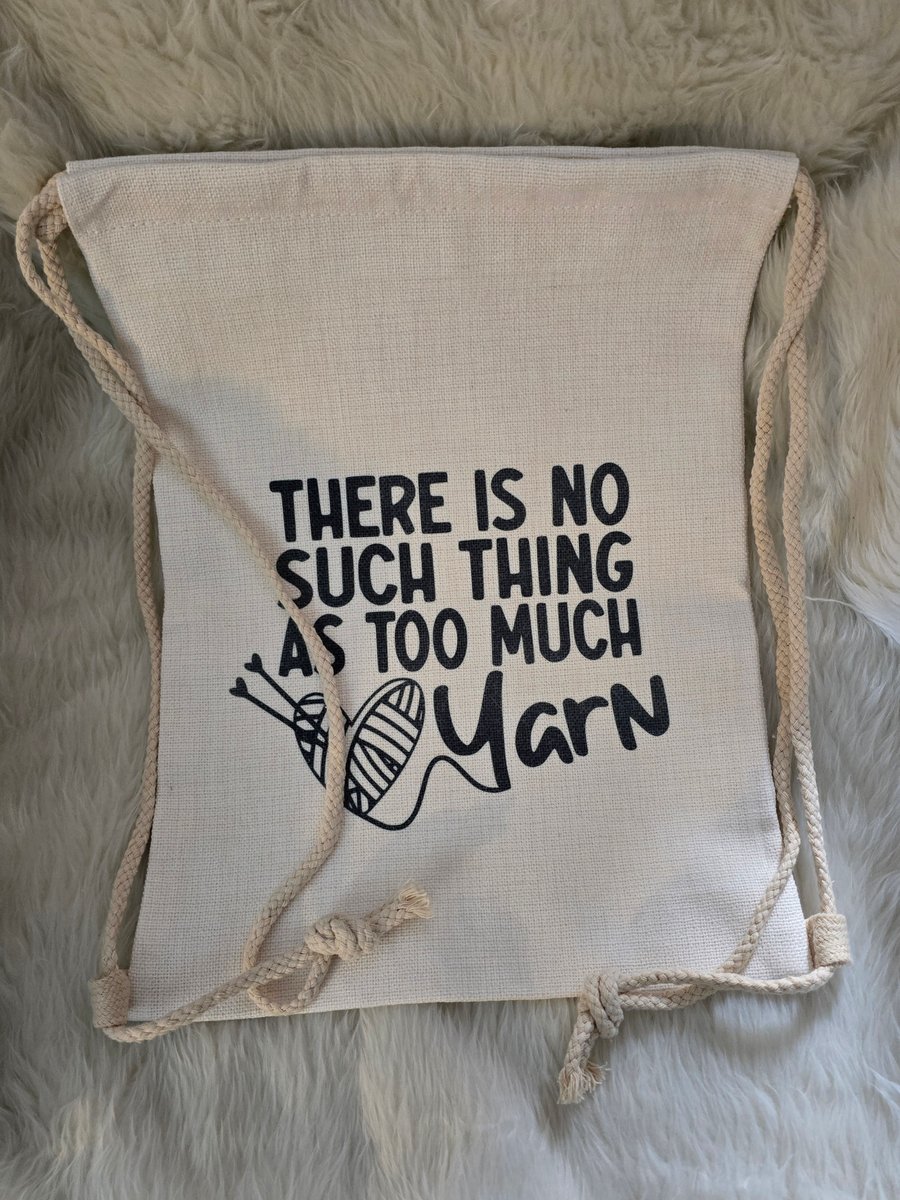 Large project bag, drawstring, backpack - too much yarn