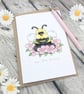 Flower Bee Card - Birthday Card - Bee Card - Image 1