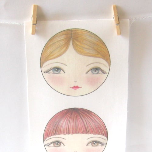 Fabric for Doll Making, Applique SEW IN Fabric Doll Faces set of 3  